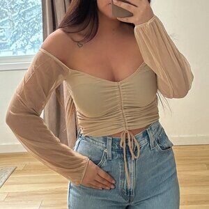 Aly Rose Puff Sleeve Cinched Tie Long Sleeve Top